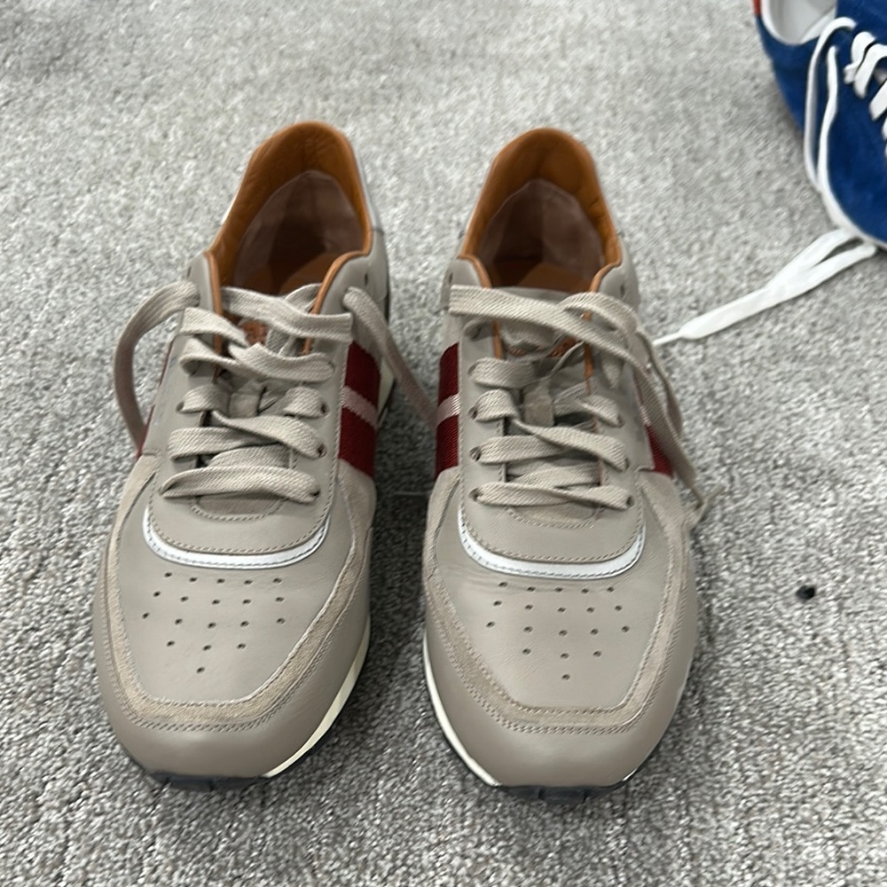 Men's Bally Beige and Red Sneakers